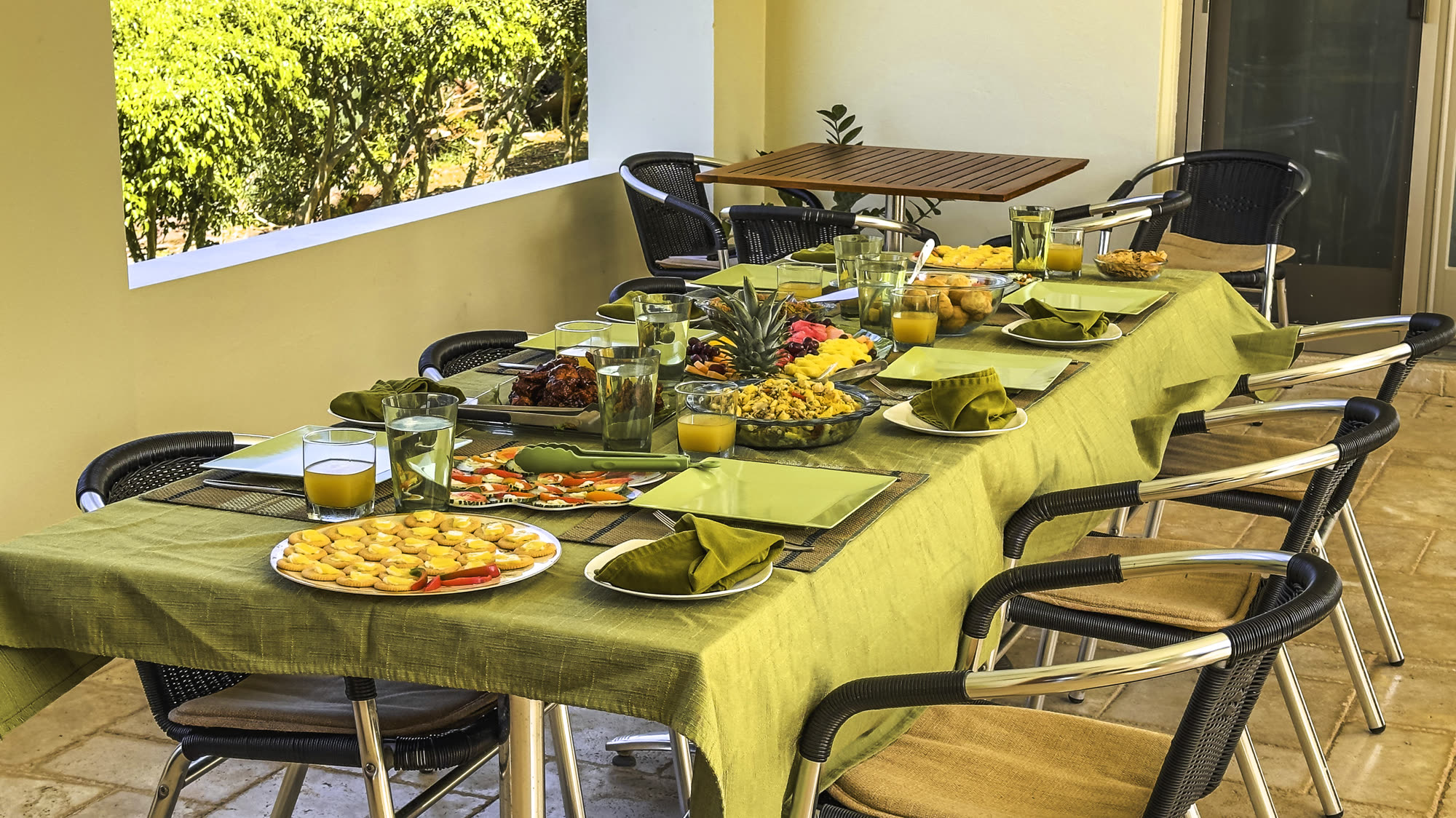 Tropical buffet on the veranda